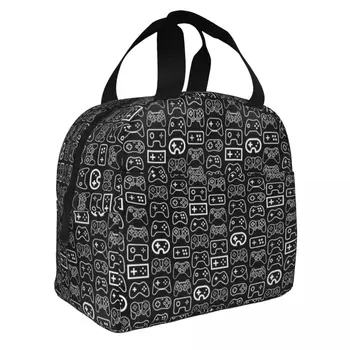 vaizdo žaidimų valdiklis Balta - juodas variantas izoliuoti pietų krepšiai nešiojamas pietų konteineris terminis krepšys Tote pietų dėžutė Bento maišelis