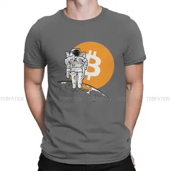 Vintage Bitcoin kriptovaliuta TShirt vyrams į mėnulį Pagrindiniai laisvalaikio megztiniai marškinėliai Aukštos kokybės madingi pūkuoti