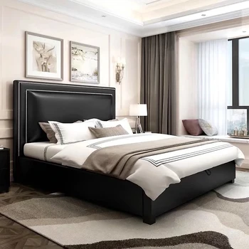 viso kūno minimalistinės lovos dizaineris Šviesi prabangi odinė apartamentų lova Confortable Organizatorius Cama De Casal svetainės baldai
