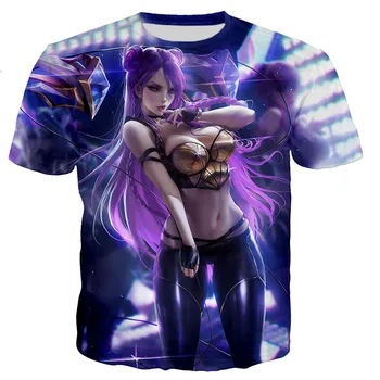 Vyrai moterys 3D spausdinti seksualūs Akali marškinėliai League Of Legends marškinėliai Casual Tshirt Trumpos rankovės žaidimo personažams Trišakiai Tops