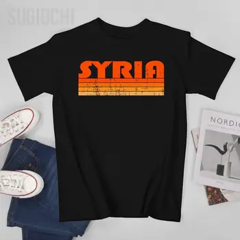 Vyrai Vintage Style Syria Tshirt Tees O-neck marškinėliai Moterys Berniukai 100% medvilniniai trumpi marškinėliai Unisex All Seasons