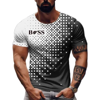 Vyriški marškinėliai trumpomis rankovėmis, taškuoti marškiniai, naujas prekės ženklas, 3D, 2023 nauji vyriški drabužiai