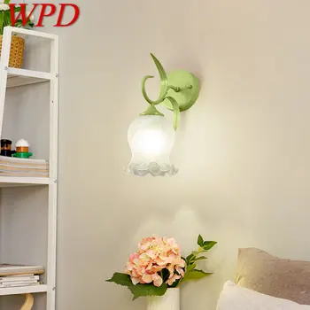 WPD Šiuolaikinis vidinis sieninis šviestuvas LED kūrybinis gėlių dizainas Žalio stiklo žvakidės šviesa namų miegamojo naktiniam dekorui
