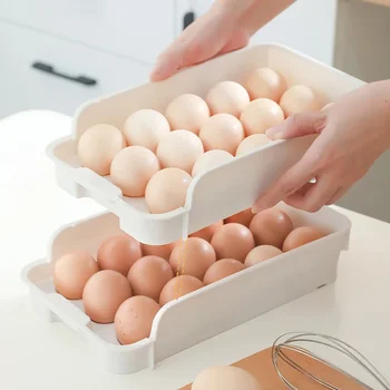 šaldytuvo kiaušinių organizatorius Sudedamas kelių stalčių virtuvės kiaušinių konteineris Šviežias antibakterinis maisto laikymo indas