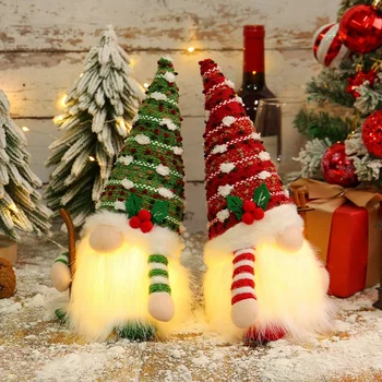 Švytinti nykštuko kalėdinė beveidė lėlė Linksma kalėdinė namų dekoracija Navidad Natal dovana Naujiesiems metams 